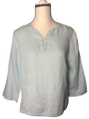 Gap Linen Light Blue 3/4 Length Sleeve Top (Size S)